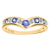 0.29ct Round Tanzanite and Diamond Wishbone Eternity Ring in UK Hallmarked 9ct Yellow Gold