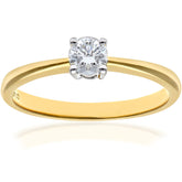 0.25ct Round Diamond 4-Prong Set Solitaire Engagement Ring in UK Hallmarked 9ct Yellow Gold