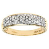 0.25ct Pave Set Round Diamond Half Eternity Ring in UK Hallmarked 9ct Yellow Gold