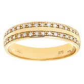 0.2ct Round Diamond Bead Set Anniversary Ring in UK Hallmarked 9ct Yellow Gold