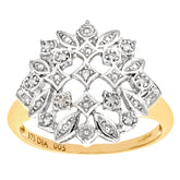 Round Diamond Pave Set Statement Flower Ring in UK Hallmarked 9ct Yellow Gold