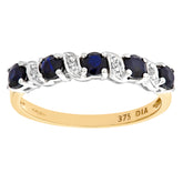 0.78ct Prong Set Emerald and Diamond Pave 5 Stone Ring in UK Hallmarked 9ct Yellow Gold