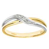 Round Diamond Crossover Eternity Pave Set Ring in UK Hallmarked 9ct White and Yellow Gold