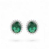 Sterling Silver Classic Cluster Emerald CZ Stud Earrings