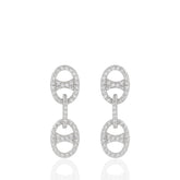 Elegant Oval Link 925 Sterling Silver Earrings, CZ Drop Earrings, Crystal Statement Jewellery
