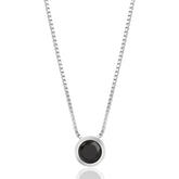 Black Stone Necklace, Silver Tone Pendant Necklace, Minimalist Jewellery