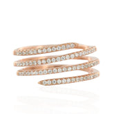 Spiral Rose Gold Colour 925 Sterling Silver Ring – CZ Studded Elegant Women’s Statement Ring