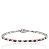 Charming Ruby Tennis Bracelet 925 Sterling Silver – Elegant Red Stone Women’s Jewelry
