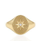 9ct Gold Diamond Star Signet Ring | Exquisite & Unique Design
