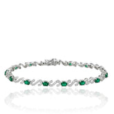 Stylish 925 Sterling Silver Bracelet – Emerald CZ Studded Women’s Adjustable Bracelet