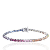 Rainbow Tennis Bracelet Sterling Silver CZ Bracelet Multicolor Cubic Zirconia Tennis Bracelet