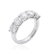 Sterling Silver CZ 5 Stone Eternity Ring, Cubic Zirconia Band, Dainty Silver Ring