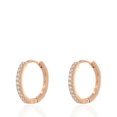 Classy Rose Gold Color 925 Sterling Silver Huggie Earrings with CZ, Dainty Hoop Earrings