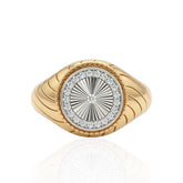 Unusual Two Tone 9ct Gold Diamond Ring, Textured Gold Ring, Embossed Design Ring