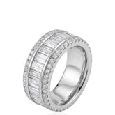 Round & Baguette CZ Full Eternity Ring in 925 Sterling Silver