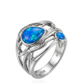Blue Opal Sterling Silver Ring | Blue Opal Statement Ring