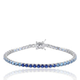 Blue CZ Tennis Bracelet, Sterling Silver Bracelet, Sapphire Blue Cubic Zirconia Bracelet