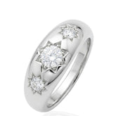 925 Sterling Silver Three Stone Irish Gypsy Ring | Vintage Style CZ Band Ring