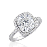 Silver Cushion Cut Halo Ring, Cubic Zirconia Engagement Ring, Dainty Bridal Ring, Promise Ring for He