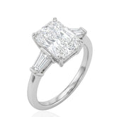 Radiant Cut Trilogy Ring Silver, Three Stone Engagement Ring, Minimalist Promise Ring