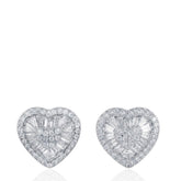 Fashionable Heart Shape 925 Sterling Silver Earrings, CZ Stud Earrings