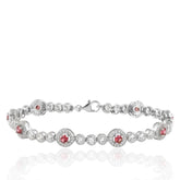 Sterling Silver Red CZ Tennis Bracelet, Cubic Zirconia Bracelet, Sparkling Red Stone Bracelet