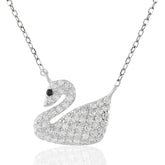 Swan Necklace for Women, Elegant Crystal Swan Pendant, Silver Swan Jewelry, Dainty Statement Necklace