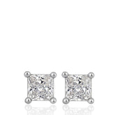 Square CZ Stud Earrings, Unisex Crystal Earrings, Princess Cut Studs, Minimalist Earrings for Men Women, Gold Silver Color, 4mm 5mm 7mm 9mm