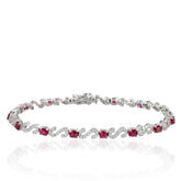 Stylish 925 Sterling Silver Bracelet – Ruby CZ Studded Women’s Adjustable Bracelet