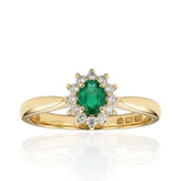 9ct Gold Emerald & Diamond Ring - Elegant Fine Jewellery for Timeless Style