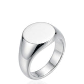 Silver Oval Signet Ring, Free Custom Letter & Number Engraving