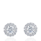 Elegant Round 925 Sterling Silver Earrings with CZ, Sparkling Silver Stud Earrings, Dainty Round Jewelry