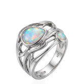 White Opal Sterling Silver Ring | White Opal Statement Ring