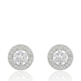 Stylish Round 925 Sterling Silver Earrings with CZ, Sparkling Silver Stud Earrings, Dainty Minimalist Jewelry