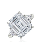 Sterling Silver Emerald Cut CZ Trilogy Ring, Three Stone Engagement Ring, Colorful Gemstone