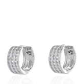 Elegant 925 Sterling Silver Huggie Earrings with CZ, Sparkling Silver Hoop Earrings