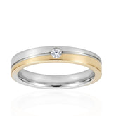 Two Tone 18ct Gold Wedding Band with Diamond | Elegant & Timeless Design