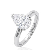 Modern Silver Pear Cut Solitaire Ring, Sterling Silver Engagement Ring