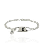 Charming Design ID Bracelet with Small Heart – 925 Sterling Silver Kids Bracelet – Personalized Children Jewelry Gift
