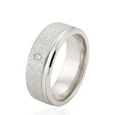 Matt Finish Wedding Ring – CZ – Pattern – Flat Shape – 7mm – Modern Wedding Band