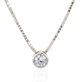 Sterling Silver Round CZ Solitaire Slide Necklace