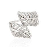 Fashionable Leaf Design 925 Sterling Silver Ring – CZ Studded Elegant Women’s Silver Ring