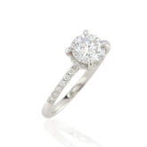 925 Sterling Silver Ladies Pave Setting Solitaire Band Ring – Elegant Women’s Ring