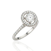 925 Sterling Silver Cubic Zirconia Halo Cluster Ring – Elegant CZ Engagement & Statement Ring