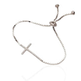 Cross Design 925 Sterling Silver Toggle/Slider Bracelet