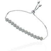 Luxurious Heart Shape 925 Sterling Silver Toggle/Slider Bracelet