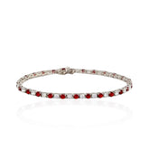 Charming Ruby Tennis Bracelet 925 Sterling Silver – Elegant Red Stone Women’s Jewelry