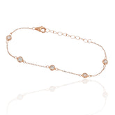 Elegant Rose Gold Color Adjustable Bracelet – 925 Sterling Silver CZ Studded Dainty Bracelet for Women