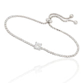 Charming Round Cut CZ Toggle Slider Bracelet – 925 Sterling Silver Adjustable Bracelet for Women