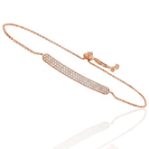 Elegant Rose Gold Color Toggle Slider Bracelet – 925 Sterling Silver CZ Studded Adjustable Bracelet for Women